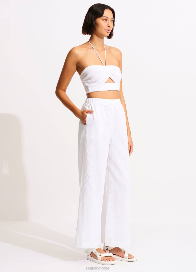 badetøy Seafolly crinkle crop top hvit kvinner D86N735