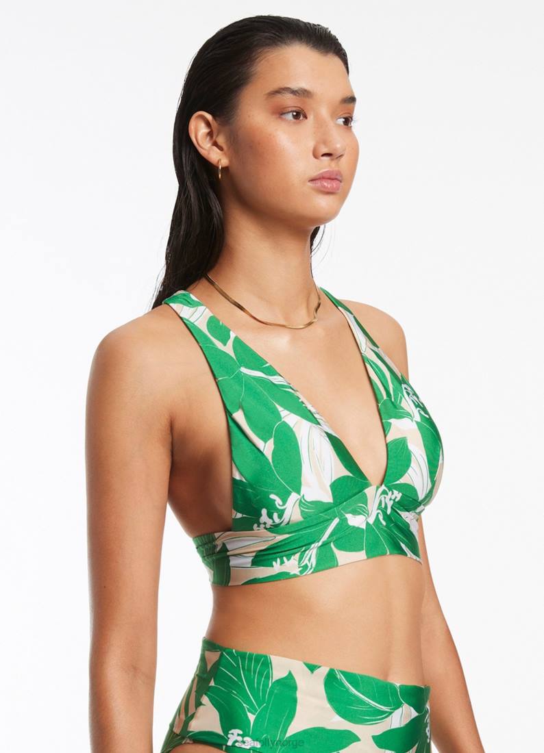 badetøy Seafolly floreale myk tri topp grønn kvinner D86N563