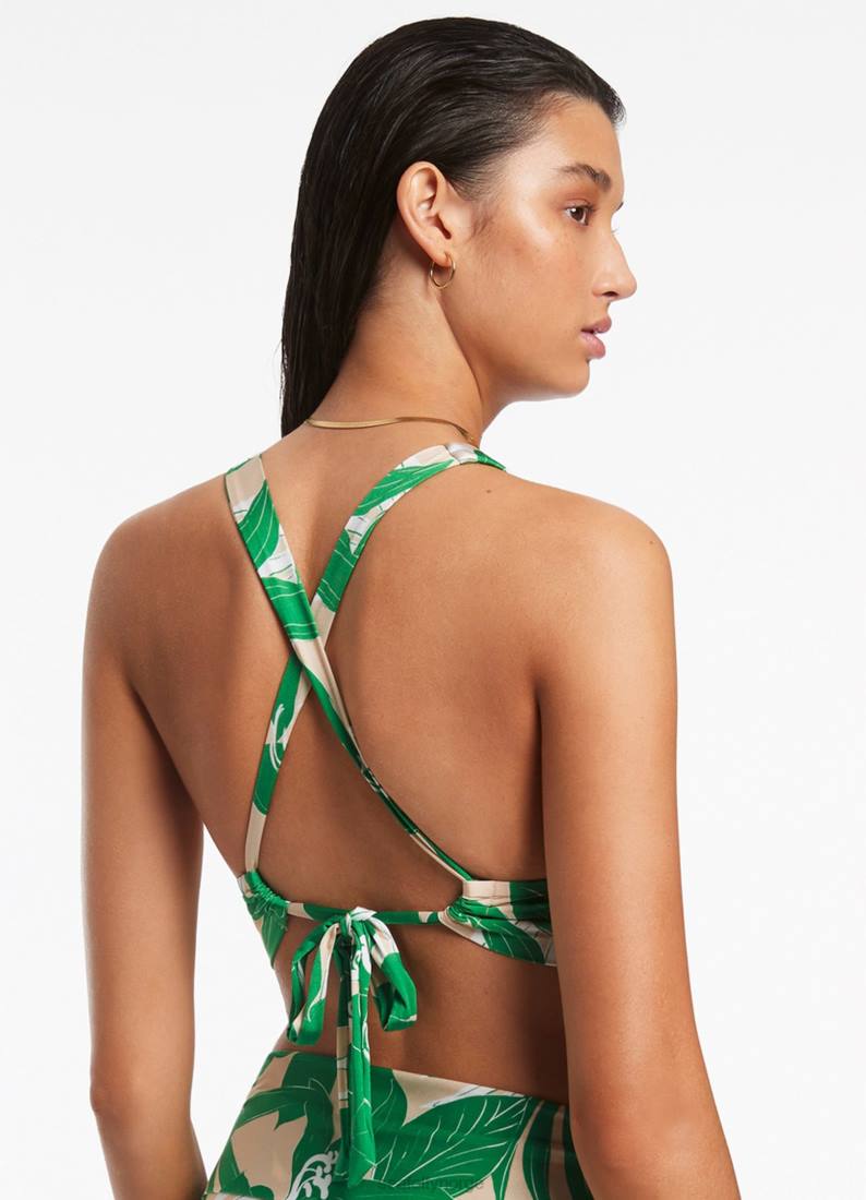 badetøy Seafolly floreale myk tri topp grønn kvinner D86N563