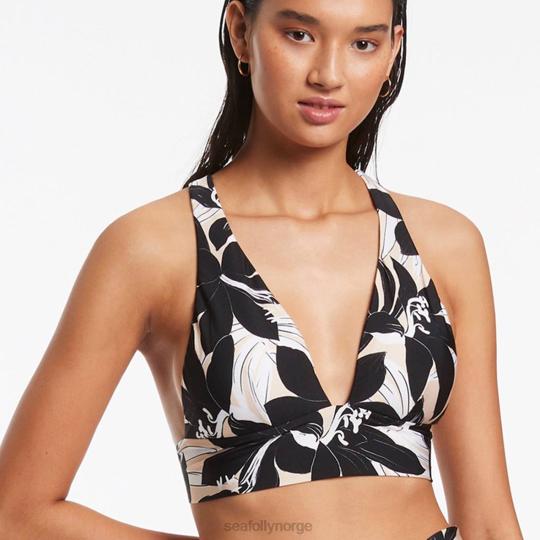 badetøy Seafolly floreale myk tri topp svart kvinner D86N493