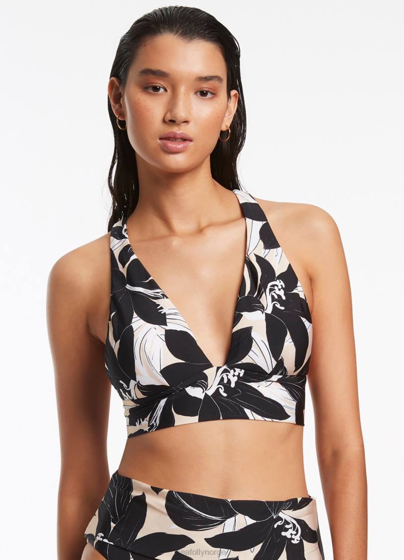 badetøy Seafolly floreale myk tri topp svart kvinner D86N493