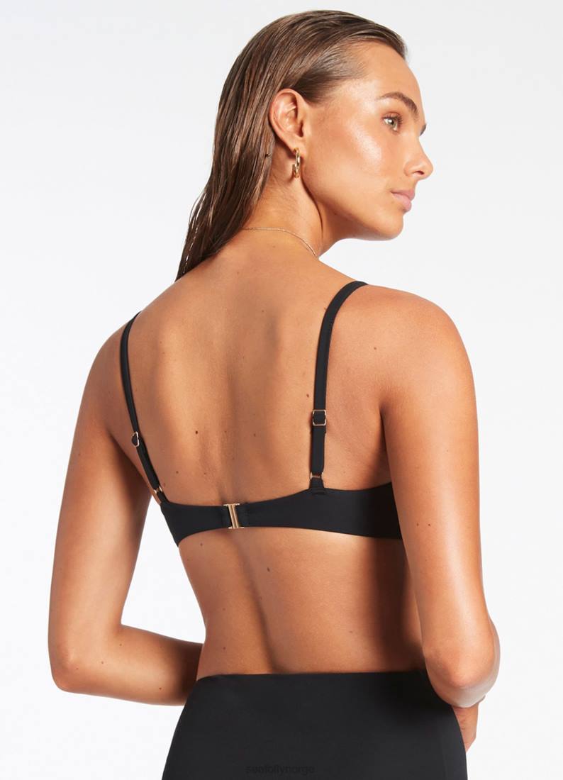 badetøy Seafolly jetset twist frontstøpt topp svart kvinner D86N280