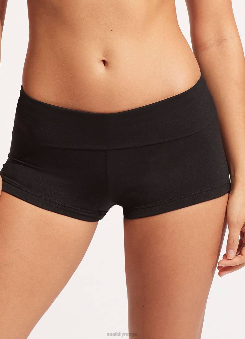 badetøy Seafolly kollektiv rulle topp boyleg svart kvinner D86N200