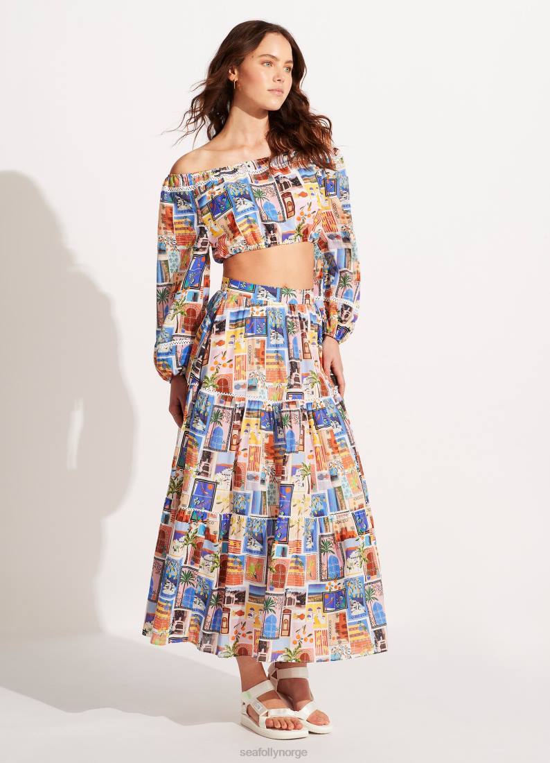 badetøy Seafolly på ferie crop top asurblått kvinner D86N743