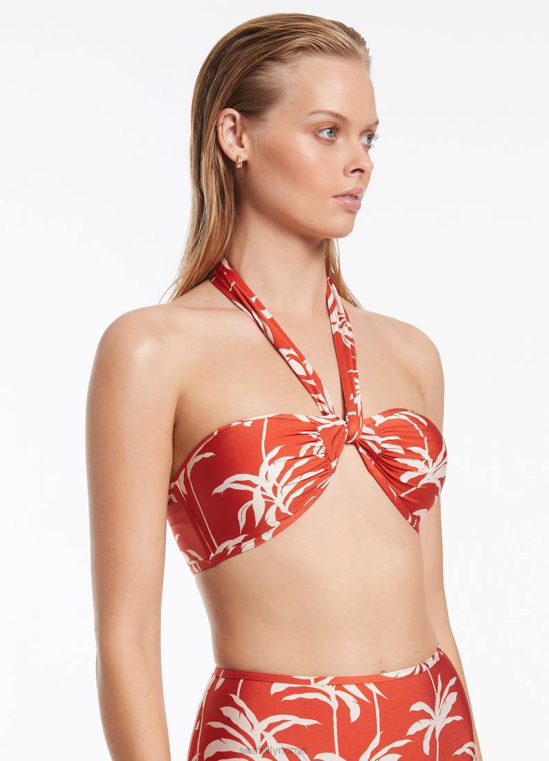 badetøy Seafolly palme grime knyte topp kirsebær kvinner D86N484