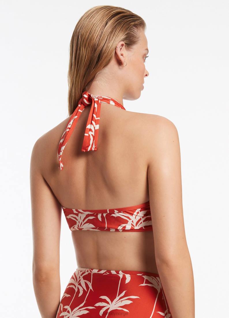 badetøy Seafolly palme grime knyte topp kirsebær kvinner D86N484