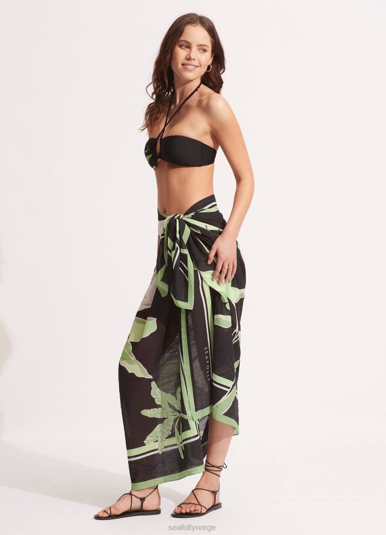 badetøy Seafolly palme paradis pareo svart kvinner D86N723