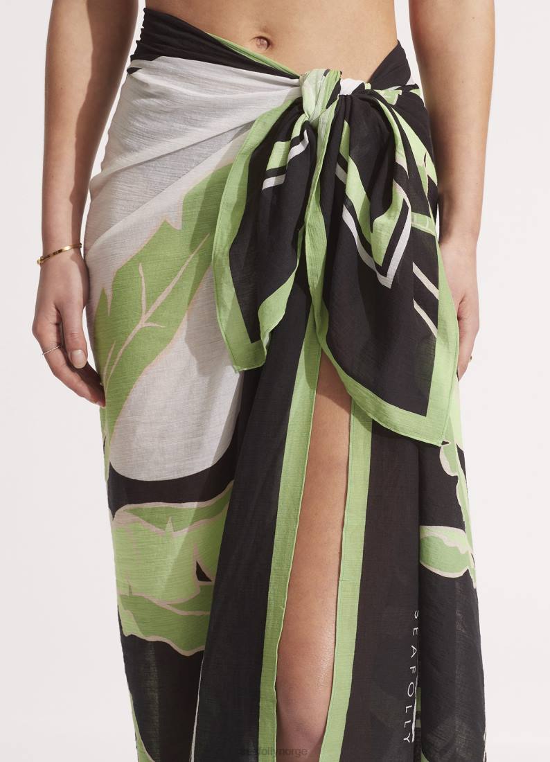 badetøy Seafolly palme paradis pareo svart kvinner D86N723