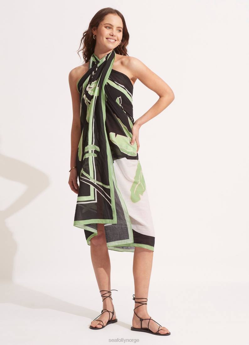 badetøy Seafolly palme paradis pareo svart kvinner D86N723