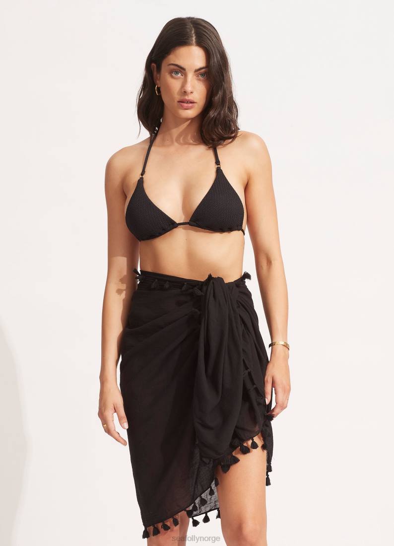 badetøy Seafolly sarong med bomullsgasbind svart kvinner D86N715