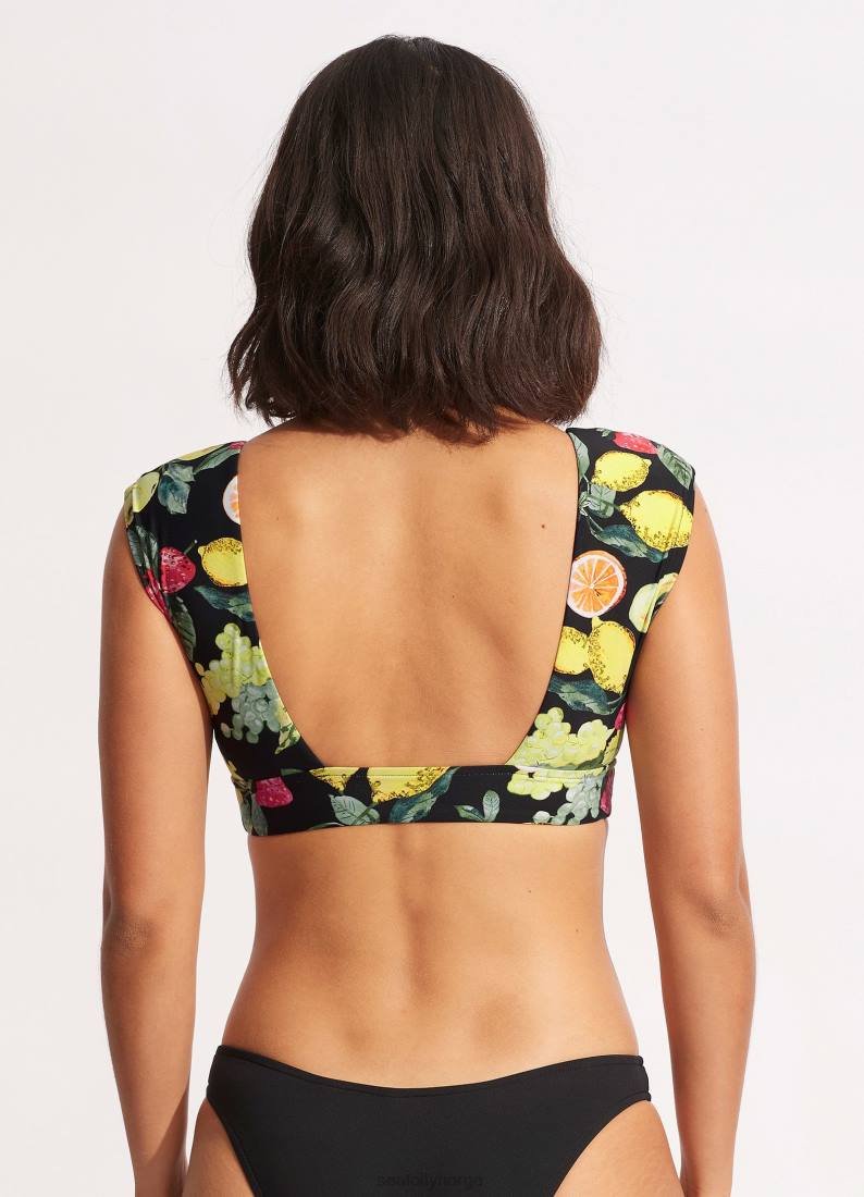 badetøy Seafolly topp ermet med lemoncello svart kvinner D86N630