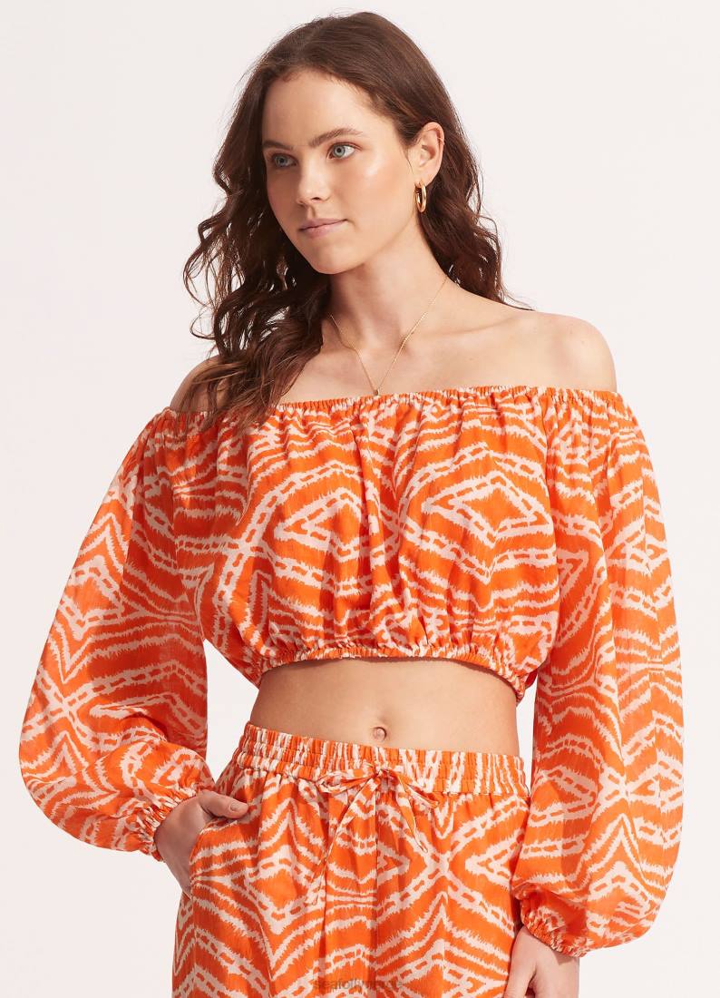 badetøy Seafolly zanzibar crop topp mandarin kvinner D86N739