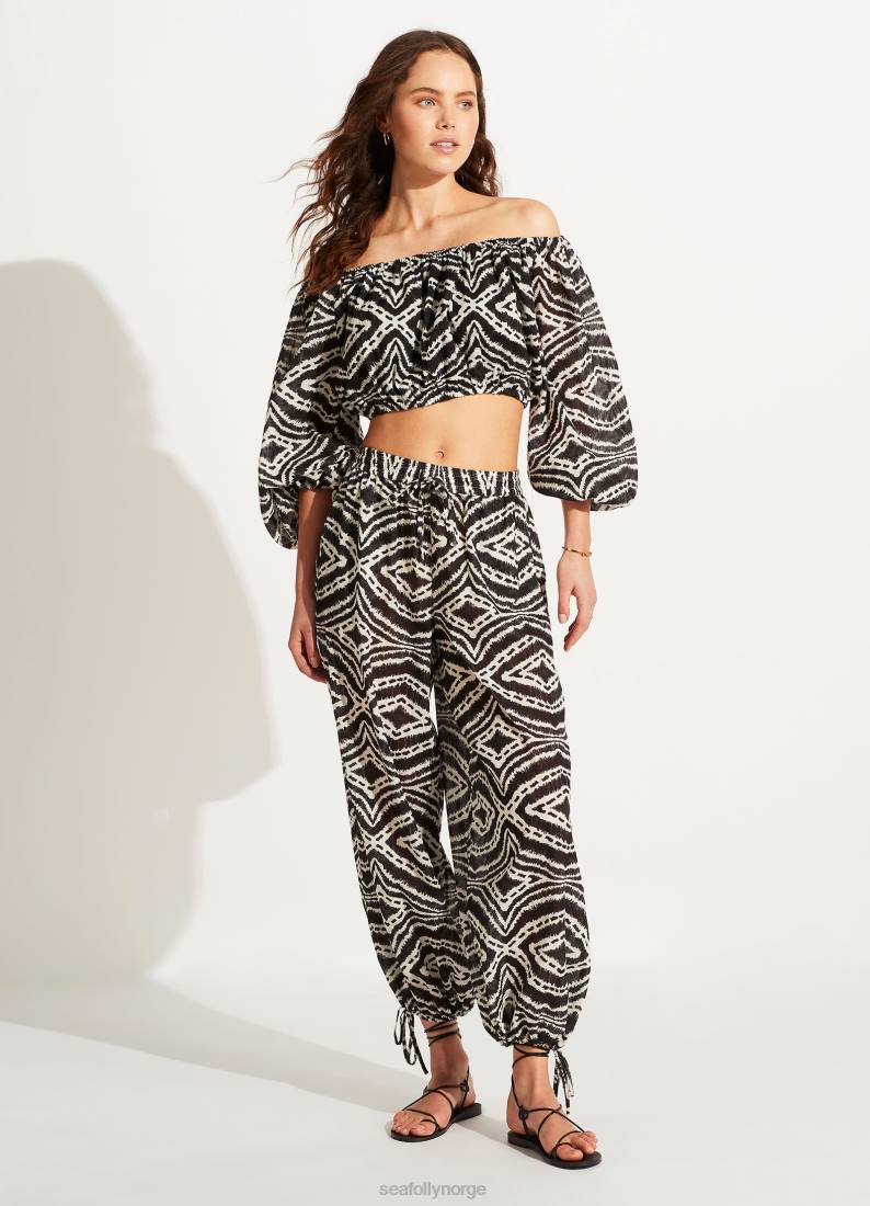 badetøy Seafolly zanzibar crop topp svart kvinner D86N744