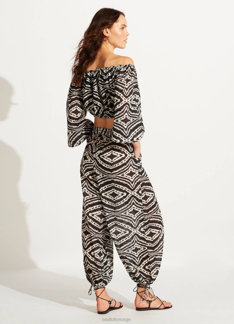 badetøy Seafolly zanzibar crop topp svart kvinner D86N744