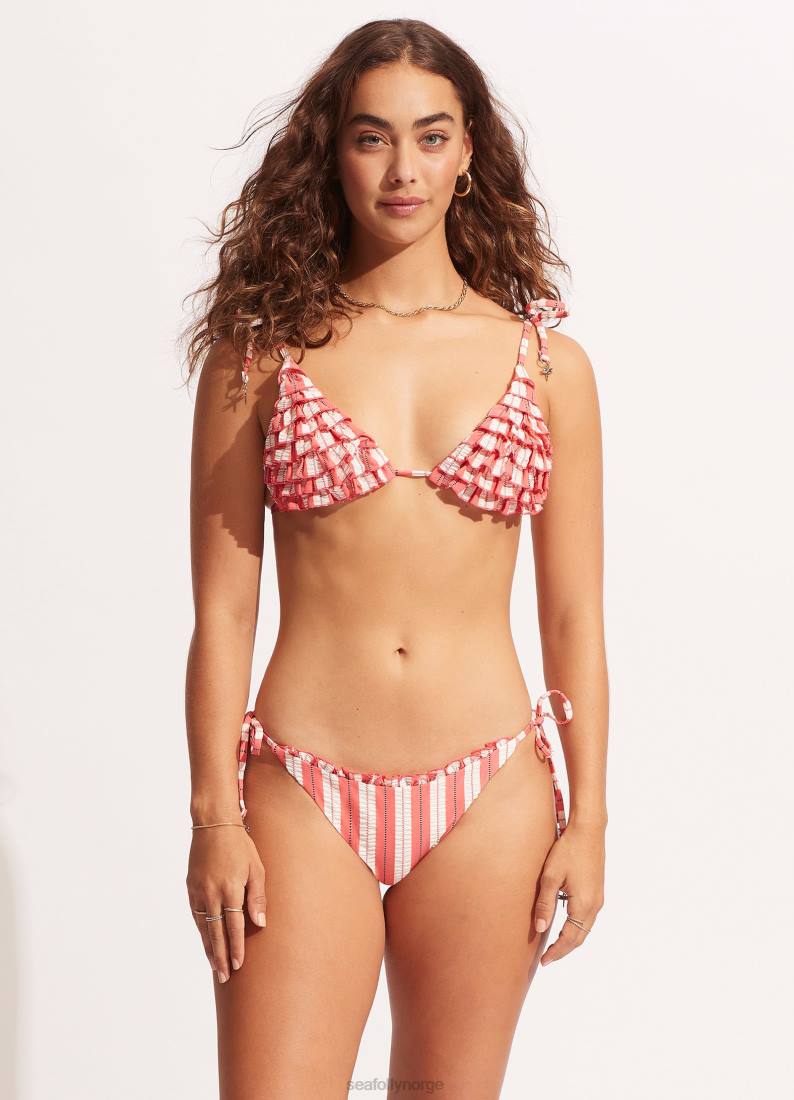 badetøy Seafolly cabana ruffle slide tri solkysset korall kvinner D86N479