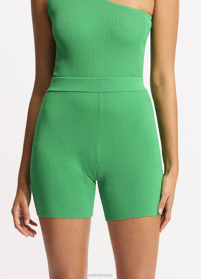 klær Seafolly sjøskinn ribbestrikket kort grønn kvinner D86N651