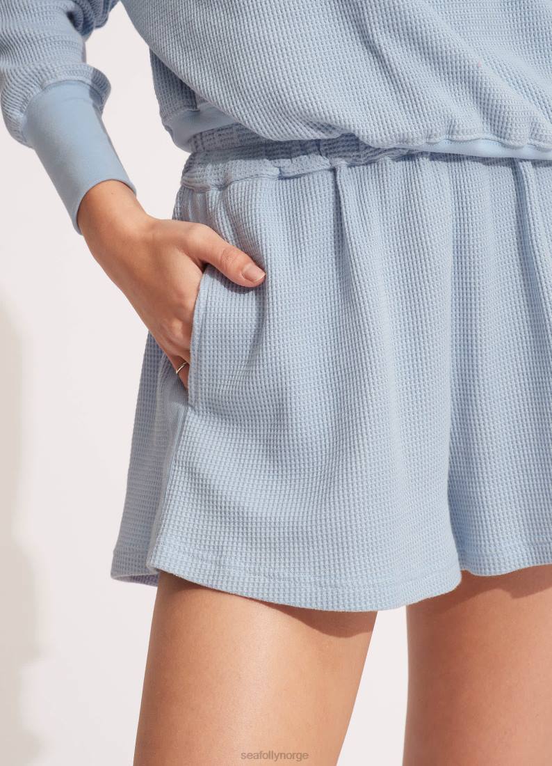 klær Seafolly vaffelstrand kort pulver blå kvinner D86N663