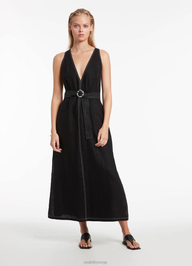klær Seafolly jetset dykksøm kjole svart kvinner D86N701