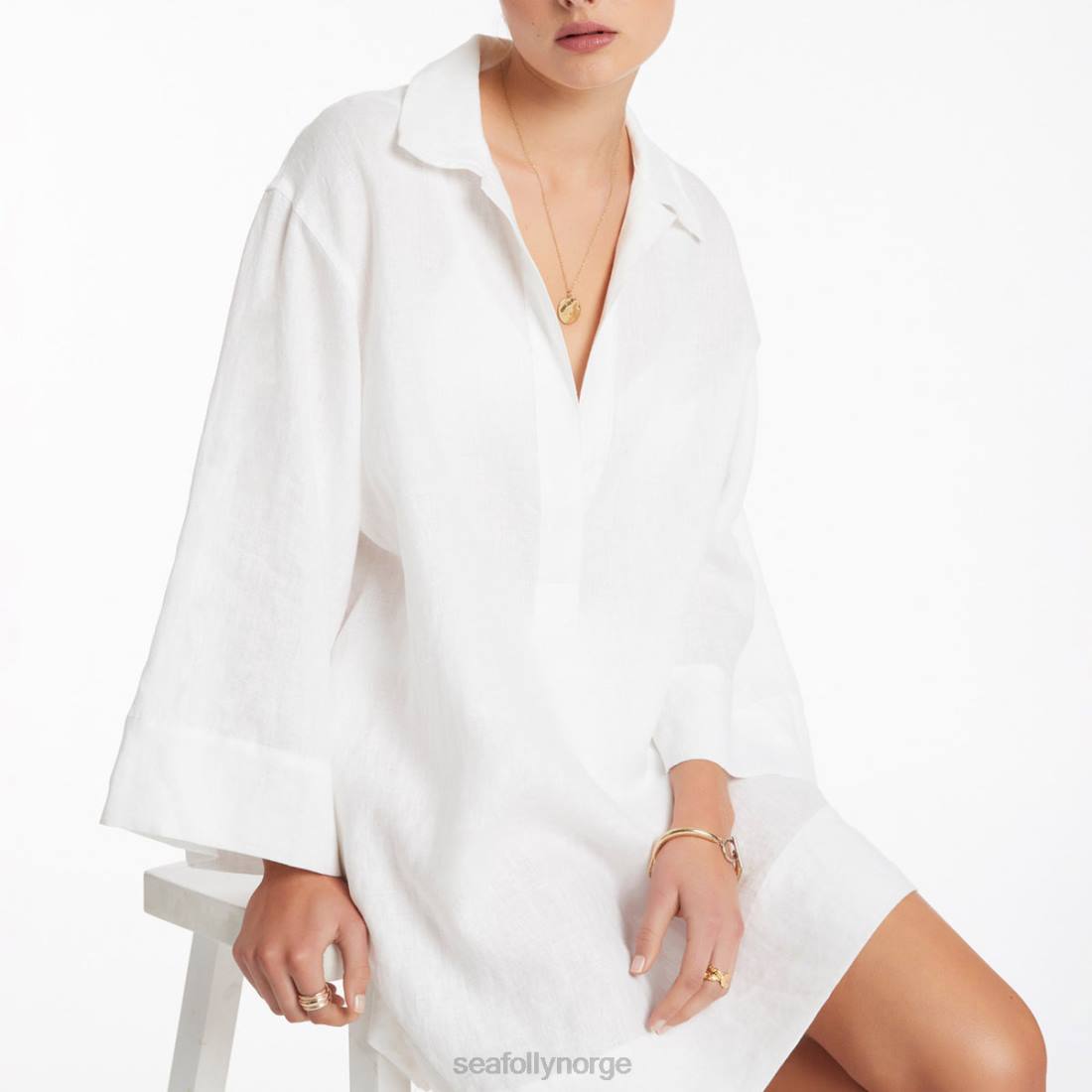 klær Seafolly jetset genser kaftan hvit kvinner D86N702
