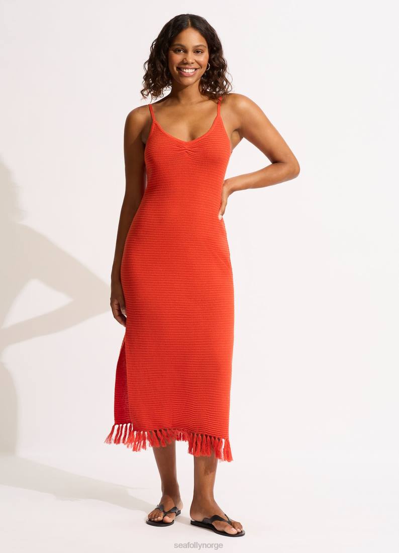 klær Seafolly maxi strikket dekke opp tamarillo kvinner D86N657