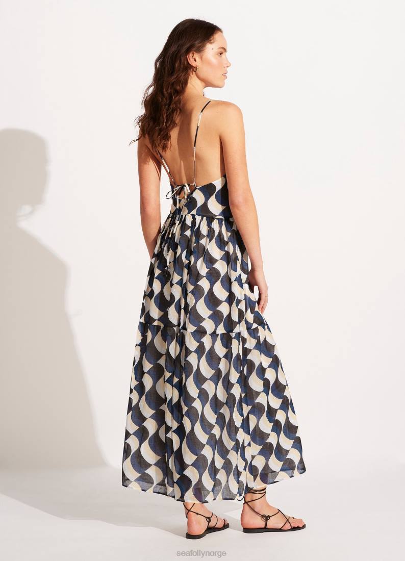klær Seafolly moderne take tier maxi kjole svart kvinner D86N681