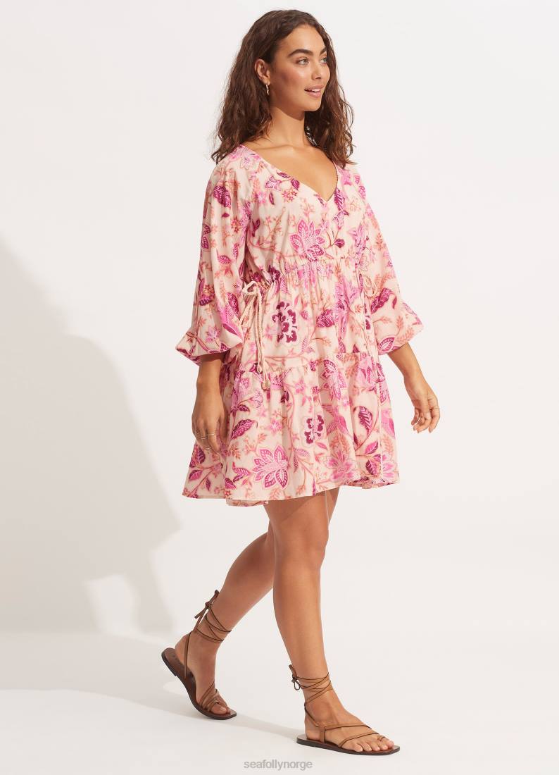 klær Seafolly silke road tier mini kjole parfait rosa kvinner D86N680