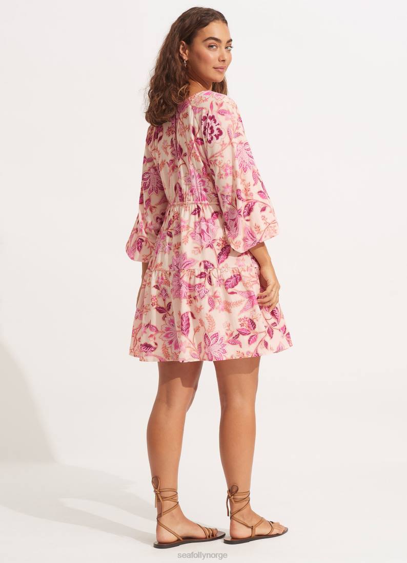 klær Seafolly silke road tier mini kjole parfait rosa kvinner D86N680