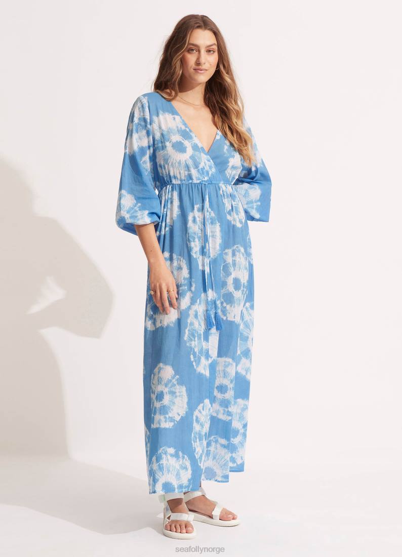 klær Seafolly tie dye maxi kjole asurblått kvinner D86N683