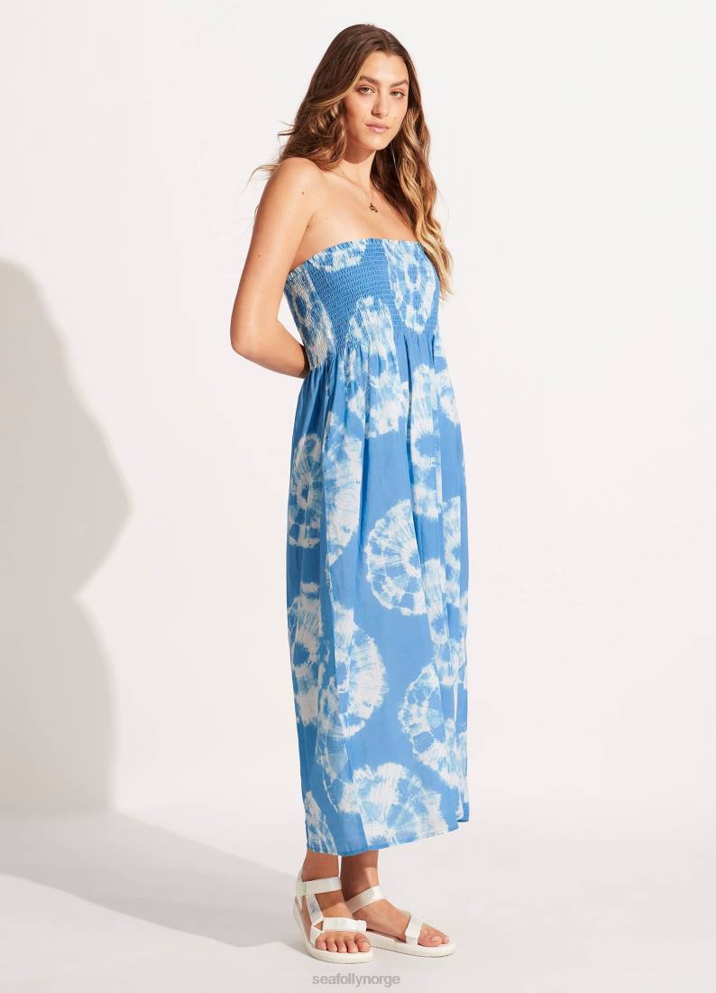 klær Seafolly tie dye maxi skjørt/kjole asurblått kvinner D86N689
