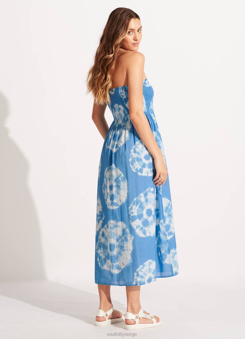 klær Seafolly tie dye maxi skjørt/kjole asurblått kvinner D86N689