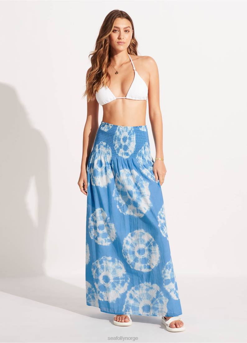klær Seafolly tie dye maxi skjørt/kjole asurblått kvinner D86N689