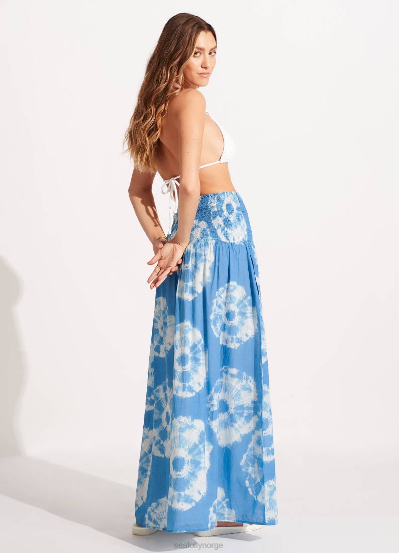 klær Seafolly tie dye maxi skjørt/kjole asurblått kvinner D86N689