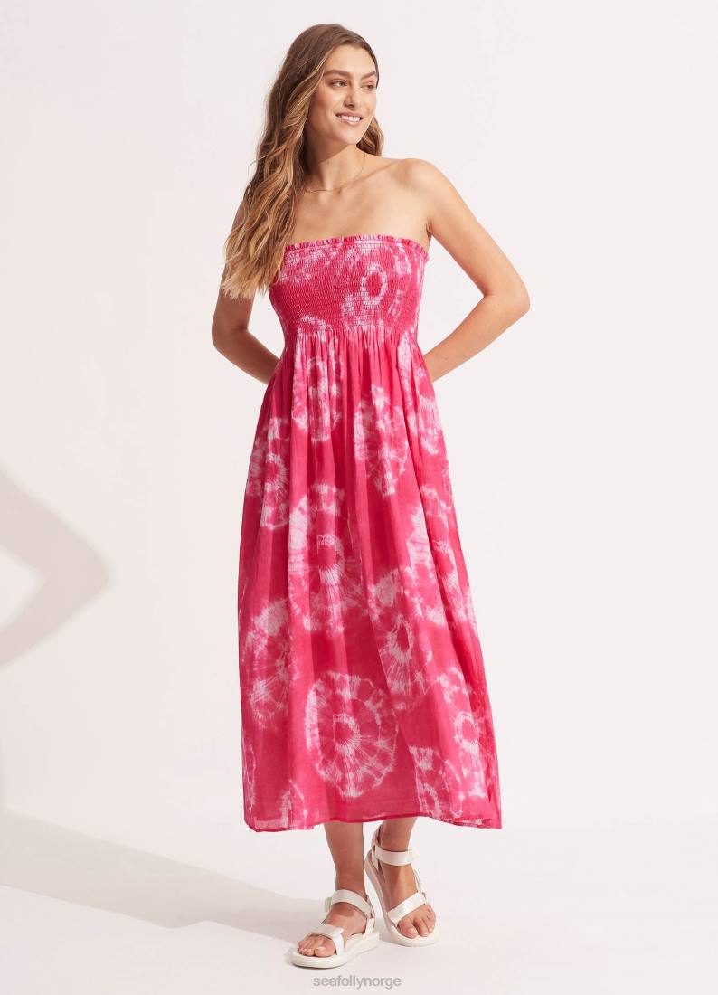 klær Seafolly tie dye maxi skjørt/kjole rosa rosa kvinner D86N696