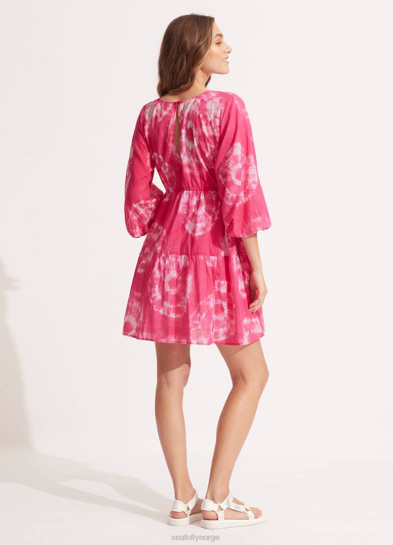klær Seafolly tie dye tier mini kjole rosa rosa kvinner D86N682