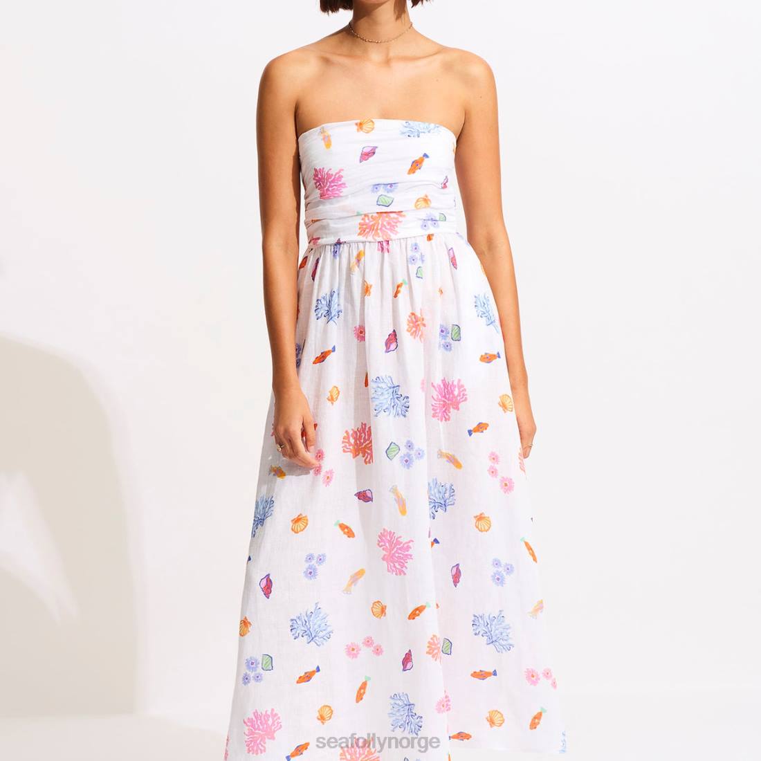 klær Seafolly under havet stroppeløs maxi kjole hvit kvinner D86N672