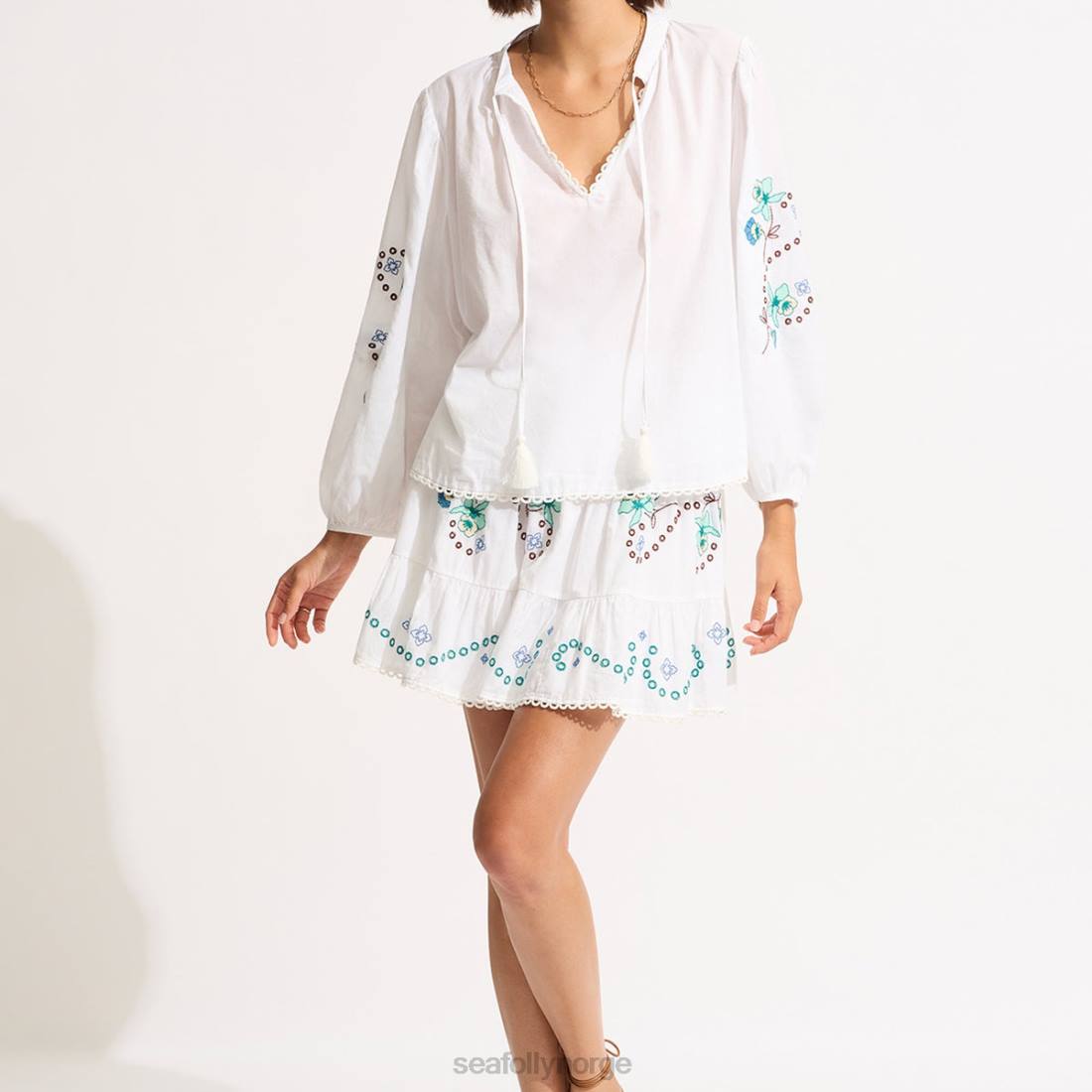 klær Seafolly eden broderi topp hvit kvinner D86N737