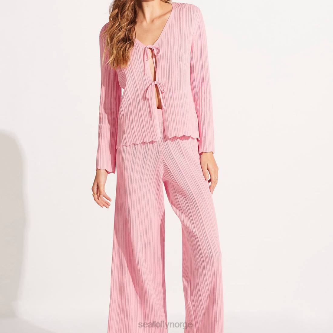 klær Seafolly heklet knytestrikket topp parfait rosa kvinner D86N648