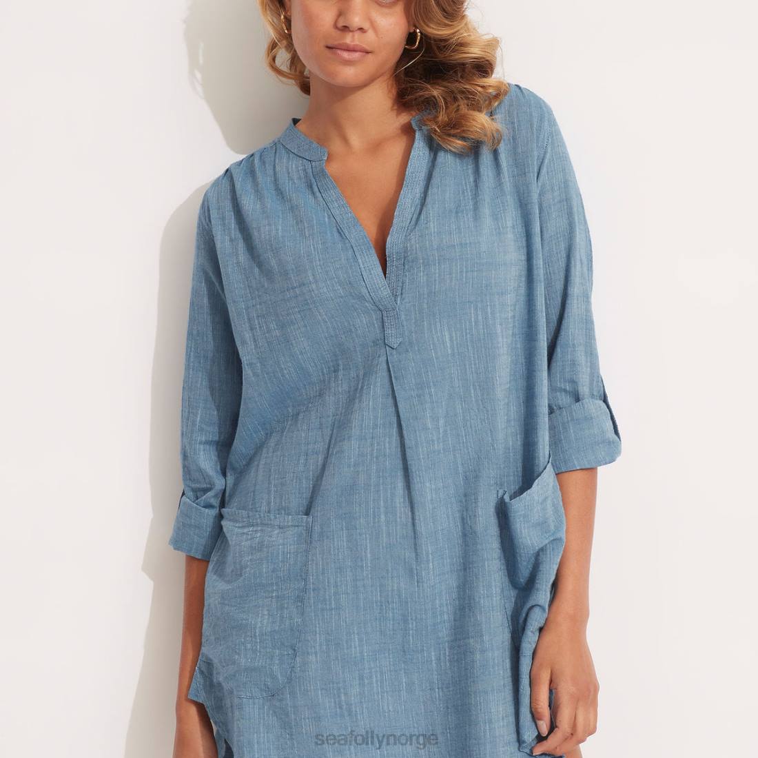 klær Seafolly kjæreste strandskjorte chambray kvinner D86N759