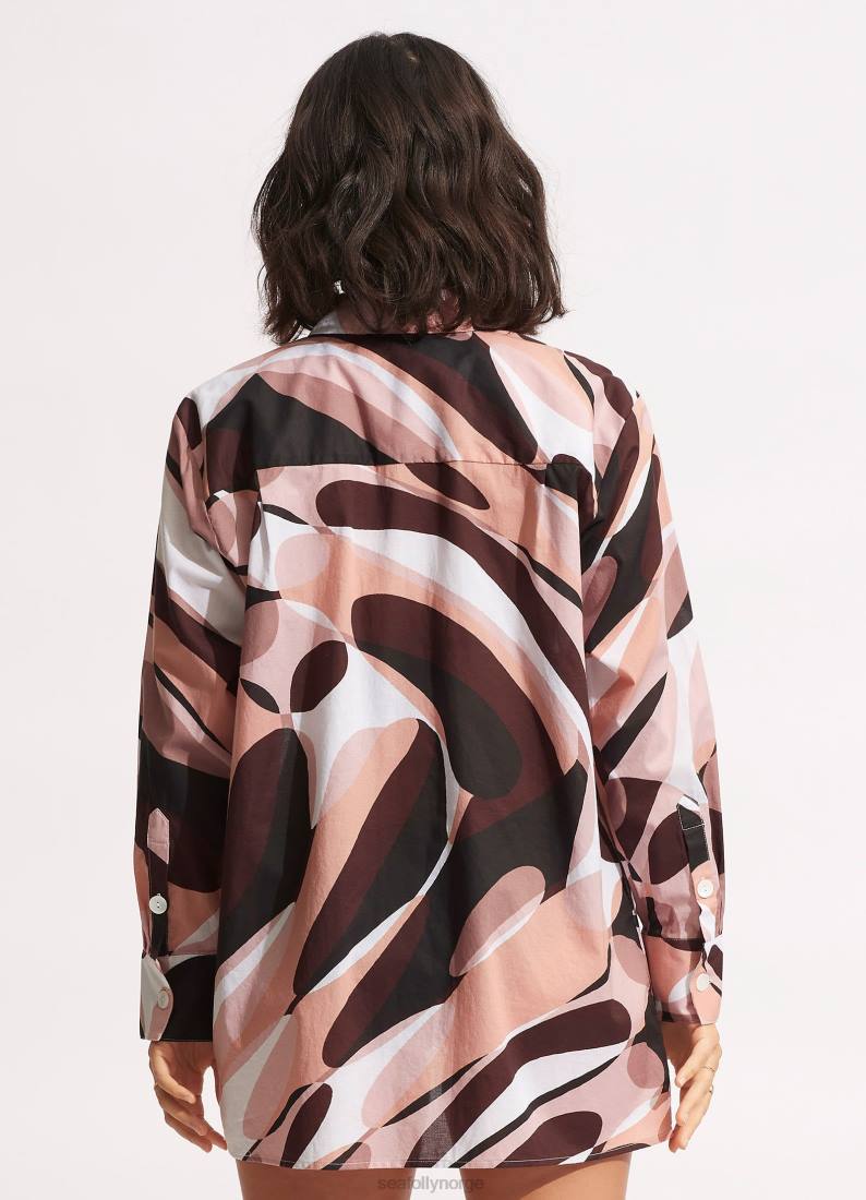 klær Seafolly skjorte ved bassengkanten sepia kvinner D86N746