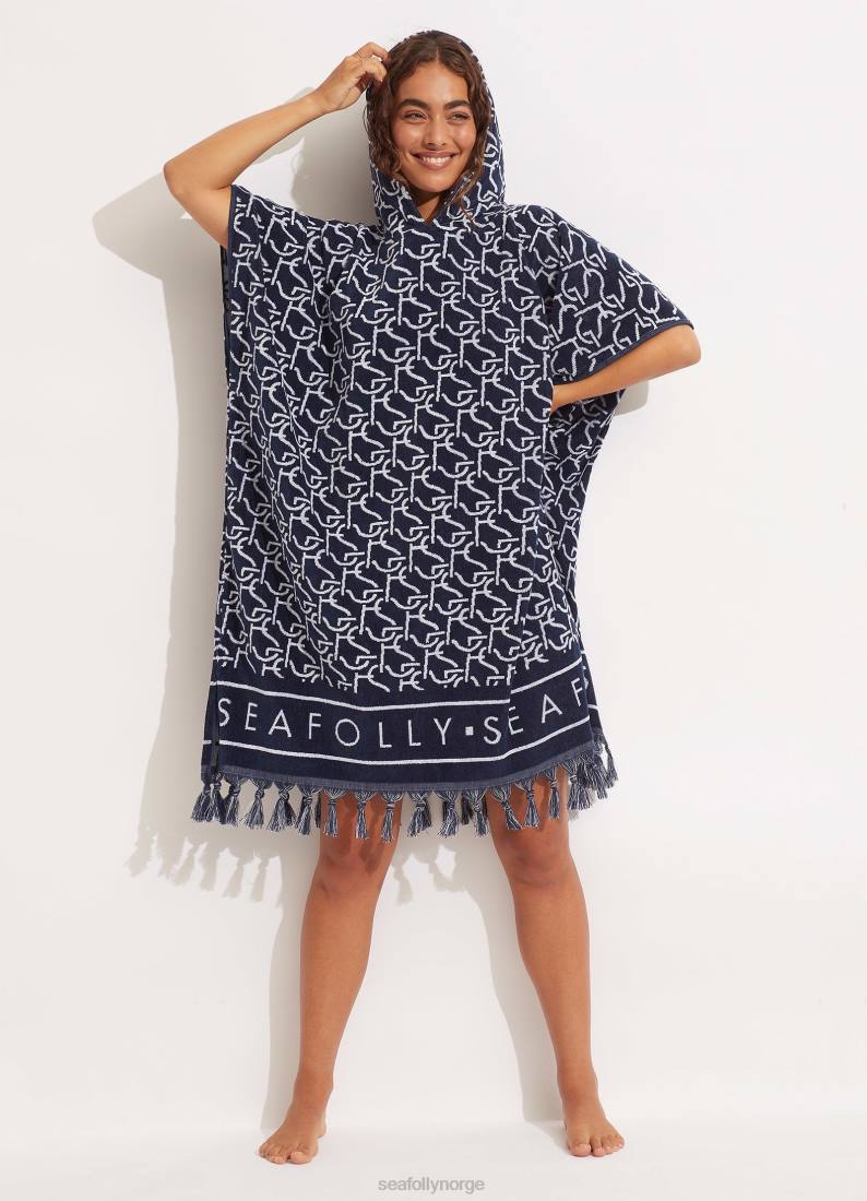 tilbehør Seafolly sf monogram håndkle poncho ekte marine kvinner D86N774