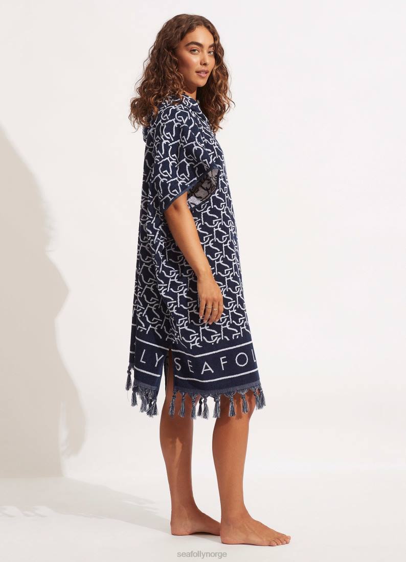 tilbehør Seafolly sf monogram håndkle poncho ekte marine kvinner D86N774